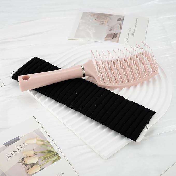 Dark Tones Hair Accessories Set - 3 Large Hair Claw Clips, 3 Small Claw Clips, Hair Brush, 28 Hair Ties for Women | Non-Slip for Thick & Thin Hair (Burgundy, Brown, Black)
