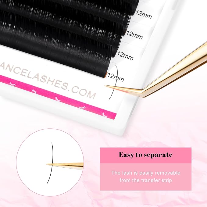 TDANCE Classic Lash Extensions Flat Lashes Eyelash Extensions 0.2mm C Curl Ellipse Eyelash Extensions 9mm Mixed Black Matte Individual Lashes Salon Use(Flat,C-0.2,9mm)