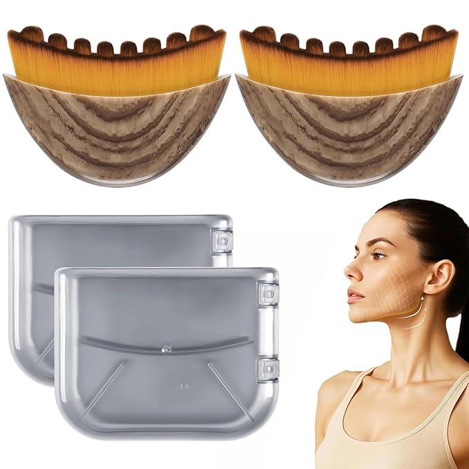 JBSZTH 2-Pack Lymphatic Contour Face Brush, Lymphatic Drainage & Contour Face Massage Brush Set for Gua Sha, Puffiness Reduction, Glowing Skin, Gentle Daily Facial and Body Massage Tool