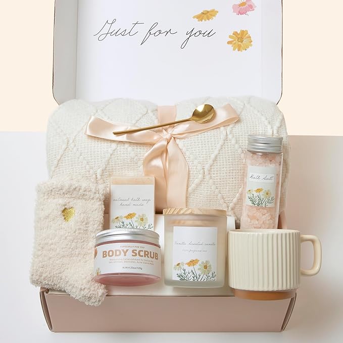 Gift Basket for Women – Sympathy & Thinking of You, Spa Self Care Care Package, Valentine’s Day Birthday Gifts for Mom Sister Wife, Get Well Surgery Postpartum Cheer Up Gifts