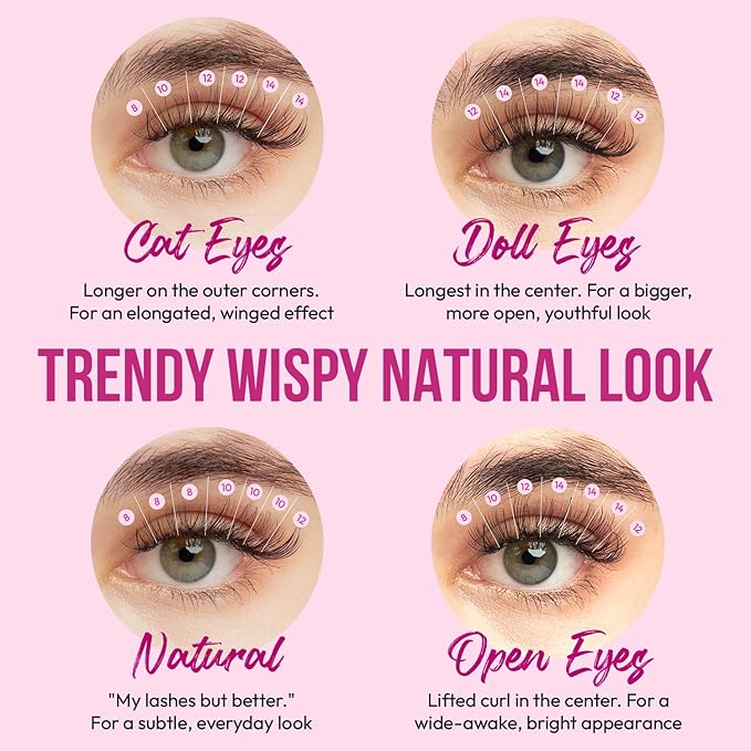 DIY Wispy Individual Lash Clusters 96pcs 20D C Curl 0.07 9-16mm Mixed Lengths - Eyelash Clusters Wispy Volume Natural Look Eyelash Extension at Home by Eyesy Lash