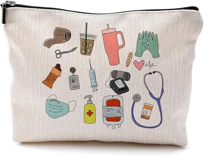 QGFM Nurse Makeup Bags - Cosmetic Bags With Zipper for Nursing Students