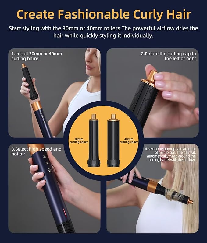 Airwrap Multi Styler,8-in-1 Professional Air Wrap, Air Styler Hair Dryer Brush, with Auto-Wrap Curlers, Hot Air Hair Styler & DryerSet,for Fast Drying, Curling, Straightening & Volumizing