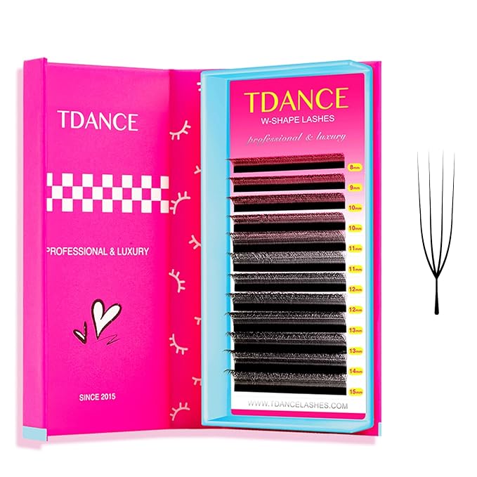 TDANCE U Lash Extensions 2D 3D 4D 5D UU Lash Fans Eyelash Extension U Shaped Natural Volume Lashes Extension Soft Matte Black Lashes(UU-4D-0.07-C,8-15mm)