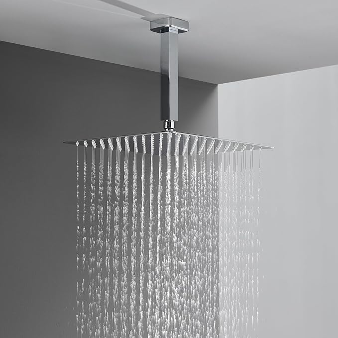 Artiqua Shower System 12 Inches Rain Shower Combo Set Chrome Ceiling Mount Shower Faucet Bathroom Faucets with Rainfall Shower Head and Hand Shower