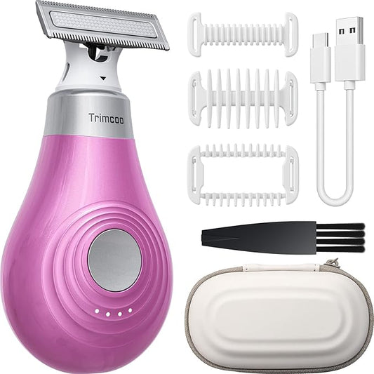 2026 New Bikini Trimmer for Women - Small But Powerful Electric Razors, Intimate Pubic Hair/Lady Facial Painless Removal, USB-C Cordless Body Shaver for Trip, Replaceable Wet/Dry Blade, Pink