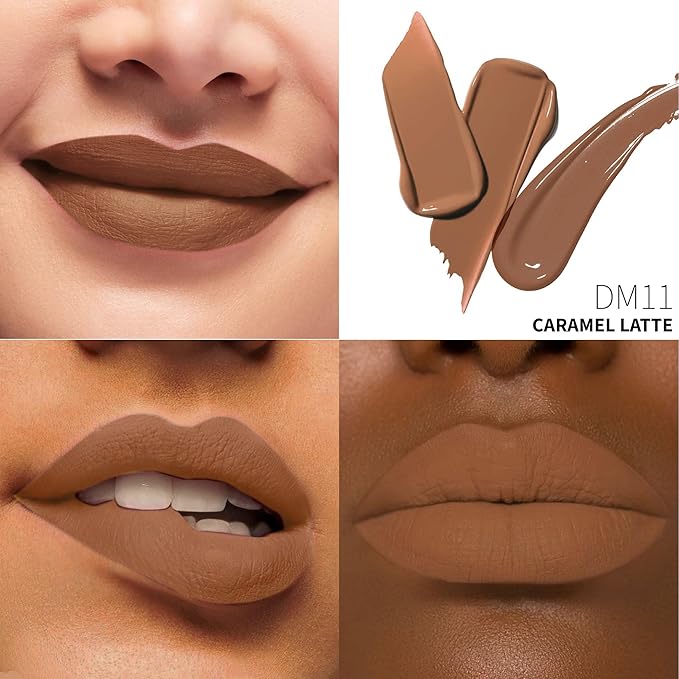Depuplum Brown Lipstick Matte for Women Color Stay Long Lasting Lipstick Smudgeproof Liquid Lipsticks Cruelty Free Lip Color, DM11 Caramel Latte