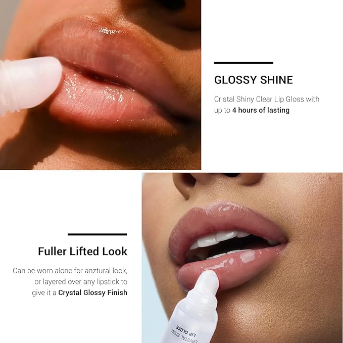 STUDIO LIMITED Instant Fab Crystal Shiny Clear Lip Gloss Long Lasting Ultra Hydrating Plumping Lip Gloss for women girls Value Pack 14ml/ 0.47oz (Clear, 3 Pcs)