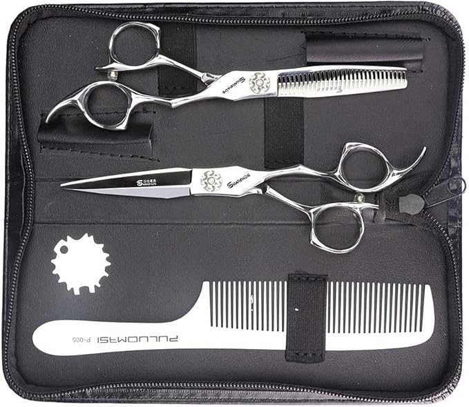Sharonds 6" Hair Cutting Scissor Set Professional Hairdressing Scissors Barber Tools Set + Scissors Box Comb Adjuster (Set)