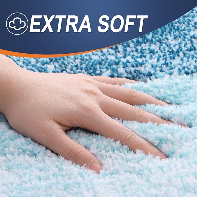 OLANLY Bathroom Rug Mat 36x24, Extra Soft and Absorbent Microfiber Bath Rugs, Non-Slip Plush Shaggy Bath Carpet, Machine Wash Dry, Bath Mats for Bathroom Floor, Tub and Shower, Peacock Blue
