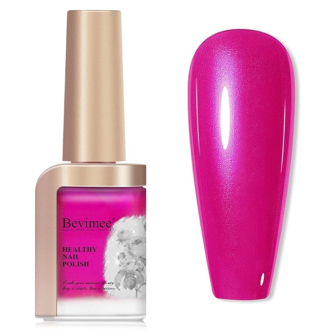 Nail Polish Quick Dry, Hot Pink Nail Lacquer Nail Art Polish Non-Gel Air Fast Drying, Shimmer Pink Nail Pigment High Coverage Fingernail Concealer Polish for Valentine's Day Gift