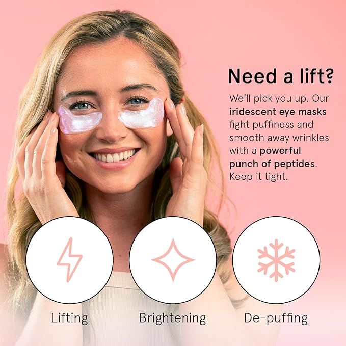 grace & stella Peptide Under Eye Patches with Niacinamide & Rice Extract - Firming Eye Masks for Dark Circles and Puffiness - Valentines Day Gift Bags - Vegan, Cruelty-Free (White, 6 Pairs)
