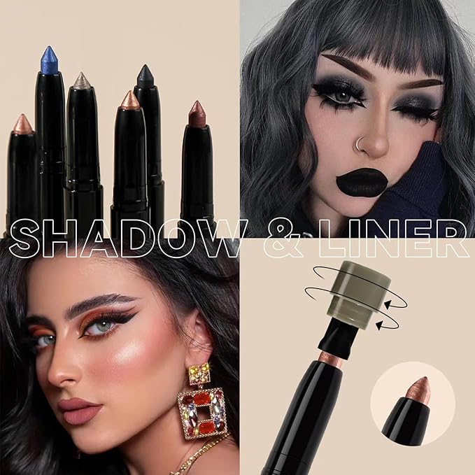 Champagne Eyeshadow Stick Smooth Cream Eyeshadow Pencil, Waterproof Long Lasting Eye Shadow Stick, High Pigment Hypoallergenic Highlighter Stick Create Multi-Dimensional Eyes Look (02# Champagne)