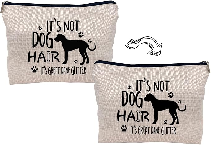 Lacosu It's Not Dog Hair It's Great Dane Glitter Makeup Bag,Funny Great Dane Cosmetic Makeup Bag for Dog Lovers Women Girls,Great Dane Mom Birthday Christmas Valentine's Day Gift Makeup Bag