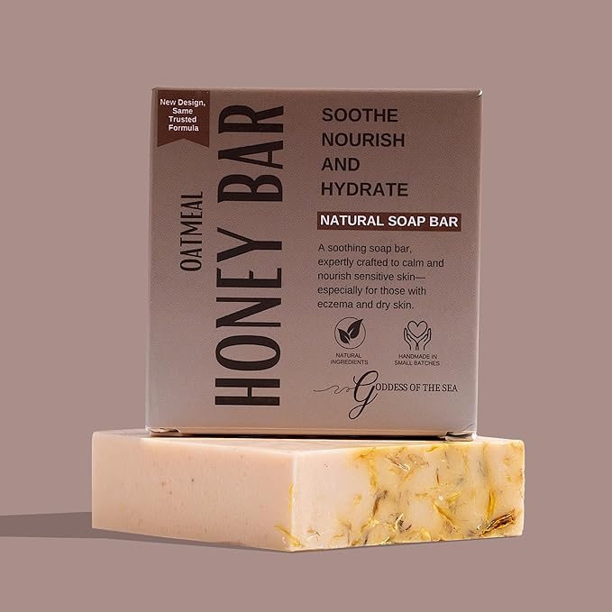 Oatmeal & Honey Bar – Natural Soap for Eczema, Dry & Sensitive Skin | Moisturizing & Soothing Relief | Handmade with Organic Oats, Honey & Shea Butter | Gentle & Vegan (1)