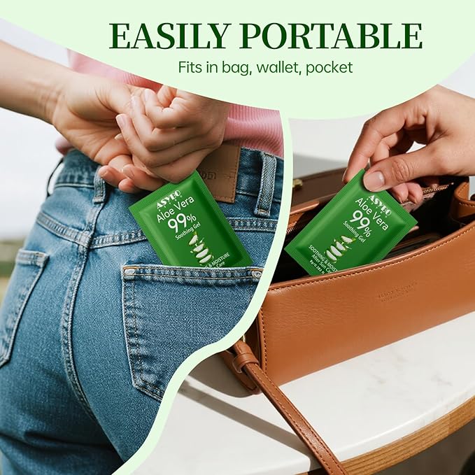 ASYBO 30 Pack Natural Aloe Vera Gel -99% Pure Moisturizing Aloe Vera, Soothing and Hydrating, Sunburn and Scar Repair, Portable Travel Size, After Sun Care for Face Body Hair