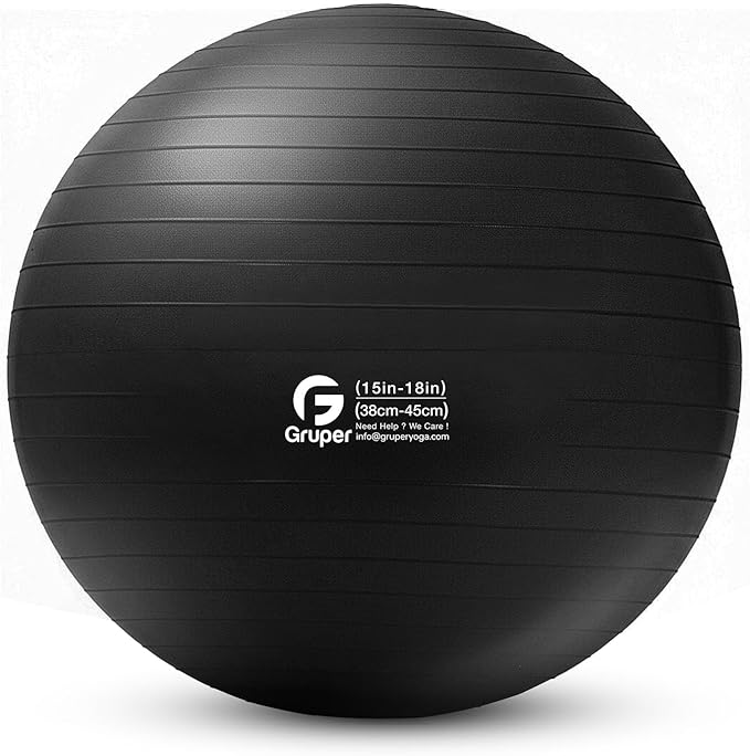 Gruper Yoga and Pilates Ball,4 Sizes Gym Ball for Fitness, Yoga, Workout, Pregnancy and Physical Therapy,Quick Pump Included,Great as Yoga Ball Chair for Office or Home Gym Equipment