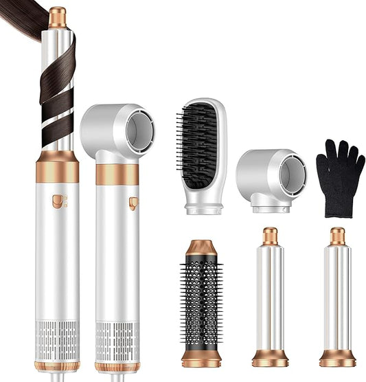 5 in ONE Hair Dryer Brush, Blow Dryer Curling Wand Hair Styling Tools Set, Ionic Hot Air Massage Oval Blowout, Left&Right Styler 100-120V