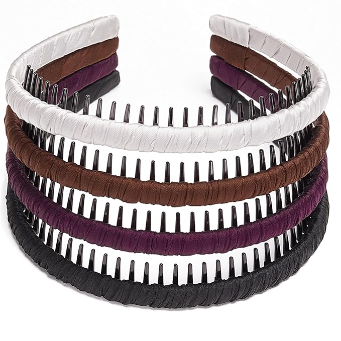 STHUAHE4PC Multicolor Protection Resin Teeth Comb Hair Hoop Hairband Headband Hair Accessories for female by Beauty hair (black+brown+Purple+grey)
