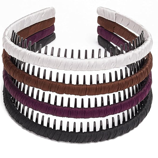 STHUAHE4PC Multicolor Protection Resin Teeth Comb Hair Hoop Hairband Headband Hair Accessories for female by Beauty hair (black+brown+Purple+grey)