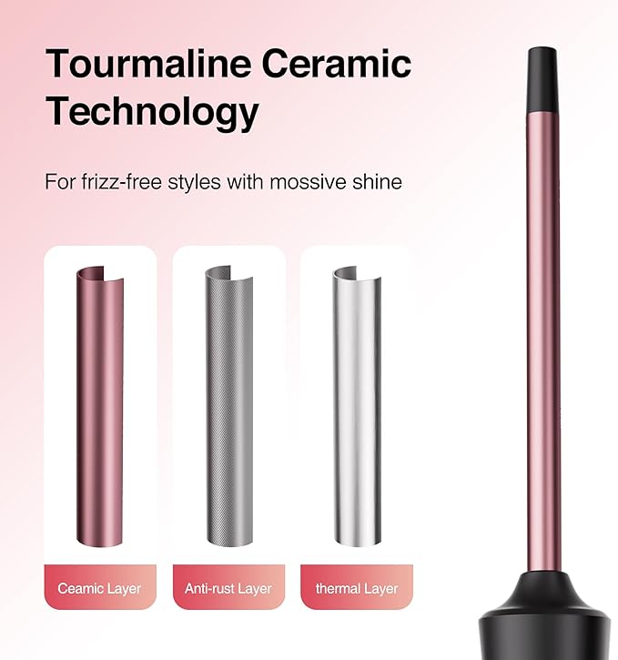 Small Curling Iron 2/5 Inch, Tresses Touch Curling Iron Wand for Short & Long Hair, 10 mm Ceramic Small Barrel Hair Curler with Adjustable Temperature, Include Heat Resistant Glove & Clip (Rose Gold)