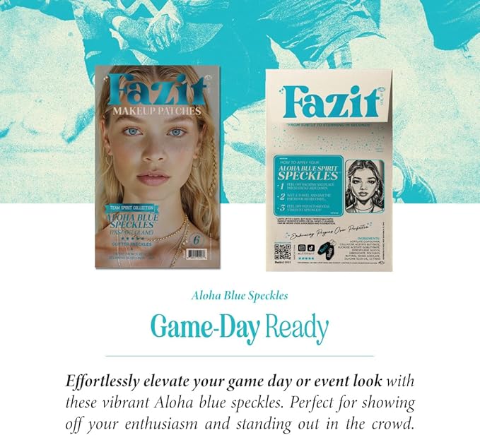 Fazit Makeup Patches - Aloha Blue Speckles - Glow Up Make-Up Patches - Cute Glitter Makeup Accessories for Women - Cosmetic Glitter for Face