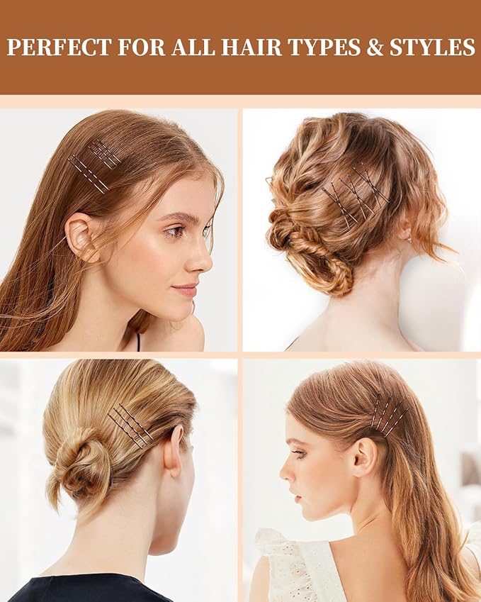 MAORULU Hair Bobby Pins with Cute Case, 250 CT Bobby Pins for Buns, Premium Hair Pins for Kids, Girls and Women, Great for All Hair Types (Variety Pack Brown)