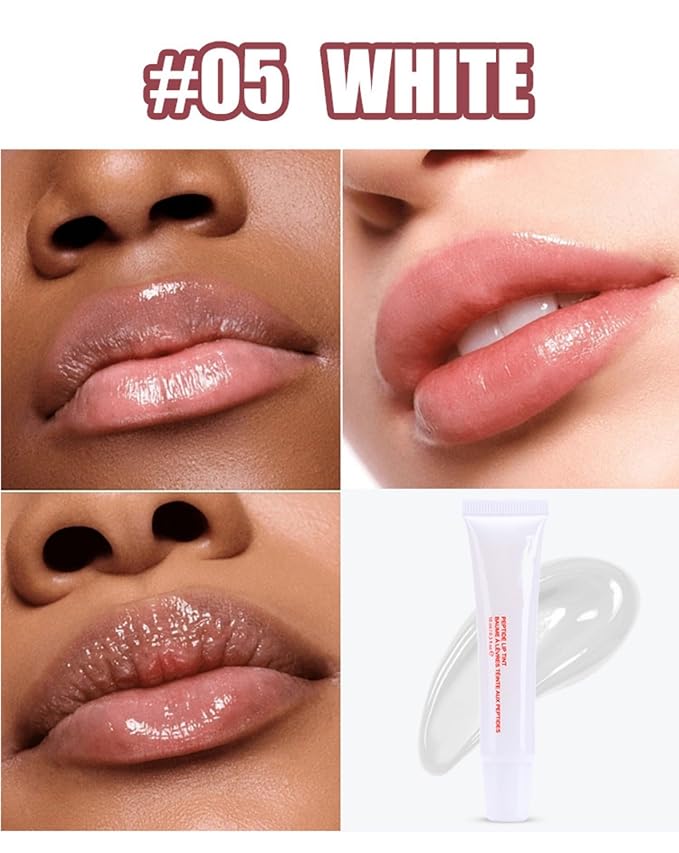 MAEPEOR Lip Glowy Balm 5 Colors Plumping Hydrating Lip Butter Balm and Nourishing Lip Care Lip Treatment Glossy Finish Non-sticky Tinted Lip Balm (05 White)