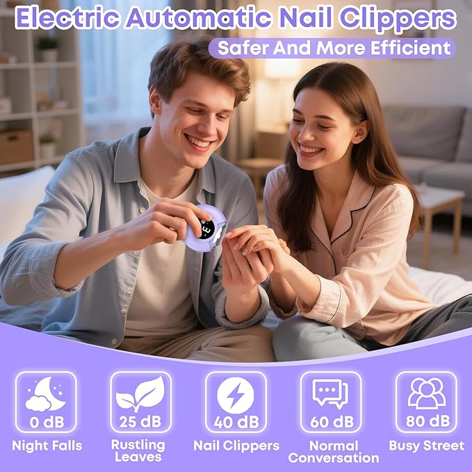 Gifts for Women Electric Nail Clipper for Adults & Seniors, 3 Speeds Automatic Nail Clipper & Trimmer with LED Light 360° Rotating Fingernail Clipper with Polisher Rechargeable Electric Nail File