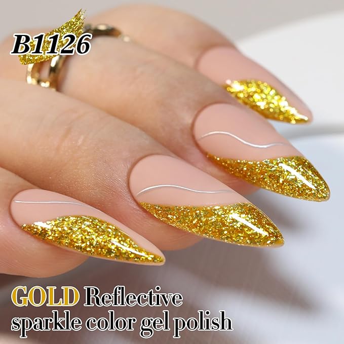 Double Rhythm 15ML Glitter Gel Polish Shimmer Reflective Holographic Color Magnetic for Nail Art Salon DIY at Home (B1126)