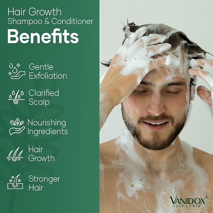 VANIDOX Carbonic Acid Shampoo and Conditioner for Men and Women, Deep Moisturizing Set, Enhances Hair Growth and Repair, Made in USA - 16 Fl Oz Each, Cucumber and Mint Scent