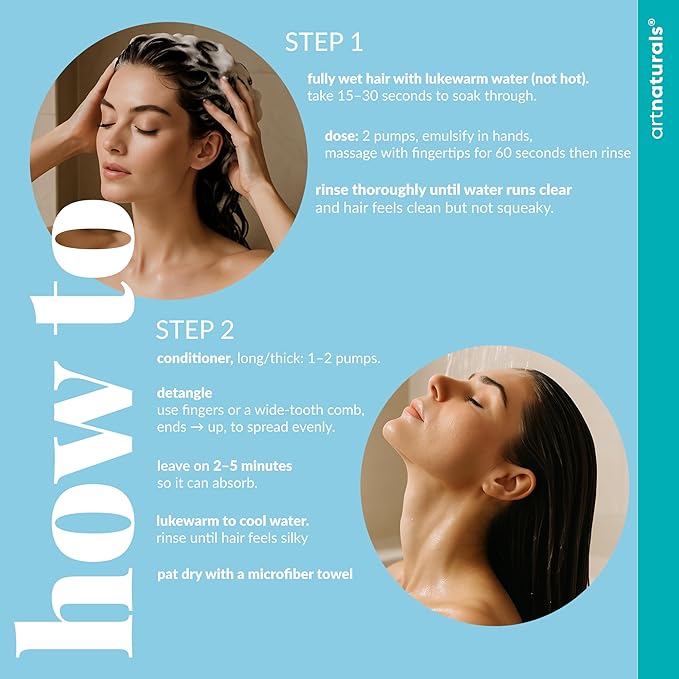 Biotin Rice Water Shampoo and Conditioner Set - Sulfate-Free Formula – Dual Bottle - Made with Collagen, Keratin, and Jojoba to Promote Strength, Shine, and Growth 16 Fl Oz 2 PK