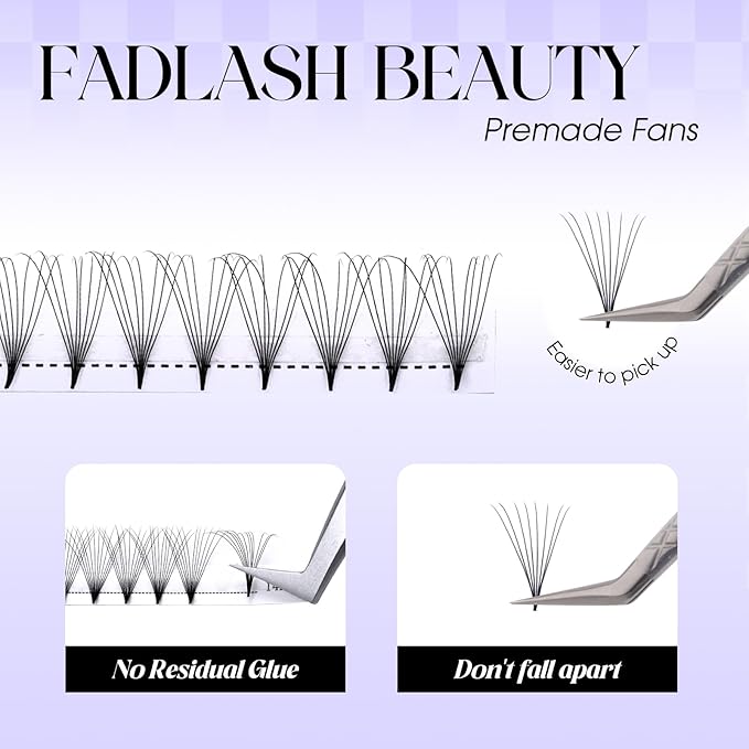 Premade Fans Eyelash Extensions 0.07D Curl Individual Lashes 8D Premade Easy Fan Lashes Soft Lash Extensions 10mm for Professional Salon Use(0.07D-10mm)