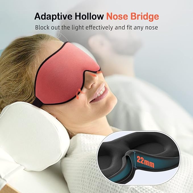 LitBear Sleep Masks for Women, Sleep Eye Mask for Sleeping, Comfortable Night Sleeping Mask, Soft Contoured Eye Cover for Sleeping with Elastic Strap for Side Sleeper Flying Shift Worker Light Sleeper