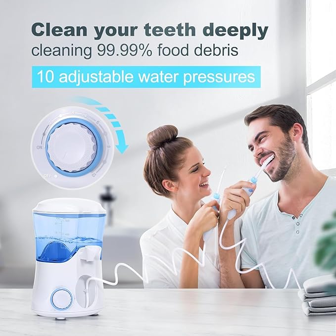 Homuserr Water Flosser, Power Dental Water Flossers for Teeth & Braces Cleaning, Oral Irrigator Electric flosser for Adults & Kids with 10 Pressures & 8 Tips, 600ml Water Flosser for Family