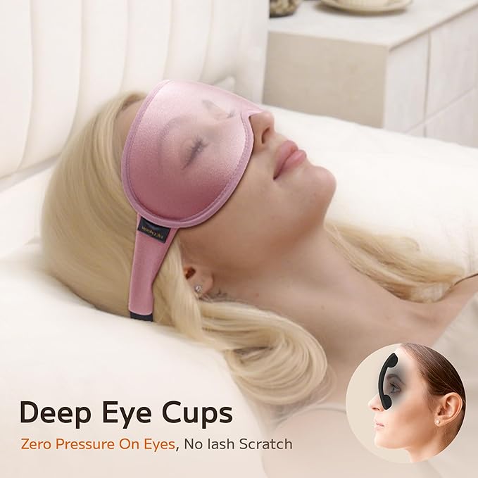 Weighted Eye Mask for Sleeping 2 Pack: Gentle Pressure Blackout Sleep Mask - Zero Eye Pressure Lash Extension Eye Covers Women Men - Airplane Travel Essentials, Memory Foam, Black Pink