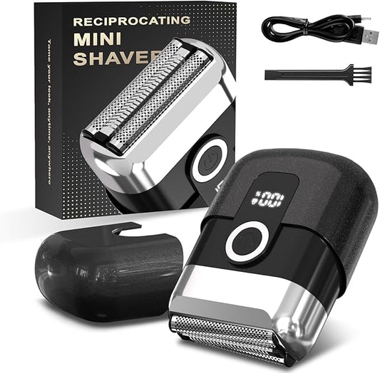 Electric Foil Shaver for Men: Mini Electric Razor for Face/Beard - 3 Floating Blades Cordless Razor with LED Display - IPX7 Waterproof Wet Dry Shaving for Travel & Home, USB Type C