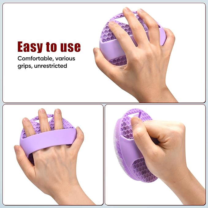 New Upgrade - Silicone Body Scrubber, Anti Zinc Infused - Heavy Nodes, Multifunctional Silicone Loofah for Humid Environment, Shower, Exfoliating, Lymphatic Drainage, Blood Circulation - Purple