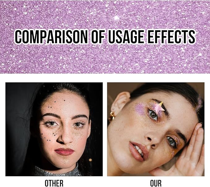 Brzeaf Fairy Costume Body Face Glitter, Shimmery&Long Lasting, Waterproof Chunky Glitter for Face/Body/Hair/Eyes, Singer Concert Music Rave Festival
