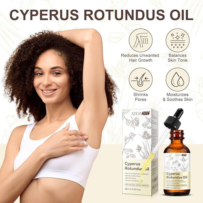 Cyperus Rotundus Oil,Cyprus Oil for Hair Removal,Natural for Reducing Body Hair Growth,Reduces Unwanted Hair Growth,Natural Cyperus Rotundus Oil for Hair Removal,Suitable for All Skin Types
