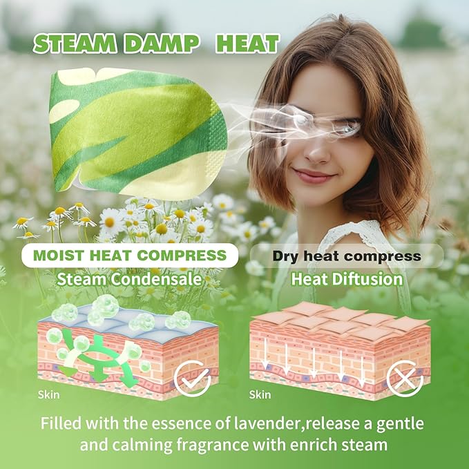 QINFENG 18 Packs Steam Eye Mask for Dry Eyes Self Heating Masks Cornea Care Rest Disposable SPA Warm Compress,Eye Mask for Sleep,Stye Eye Treatment,Reduce Eye Fatigue Travel Essentials（Chamomile）