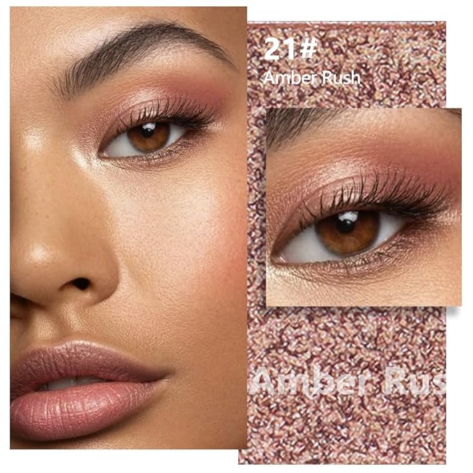 Brown Shimmer Single Eyeshadow Makeup Palette, Natural Brown Single Eye Shades, Mini Travel Palette for Women, Everyday Eyeshadows Makeup 21#