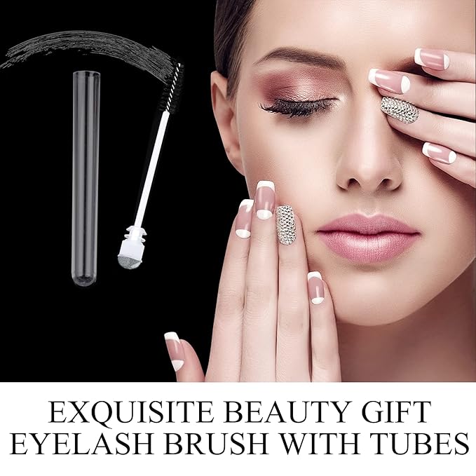 Dming 50 Pieces Disposable Mascara Brushes Eyelash Brush Lash Wand Diamond Mascara Wands with Tube Makeup Tool Lash Spoolies Sanitary Brushes Lash Extension Supplies (tube sky black 50)