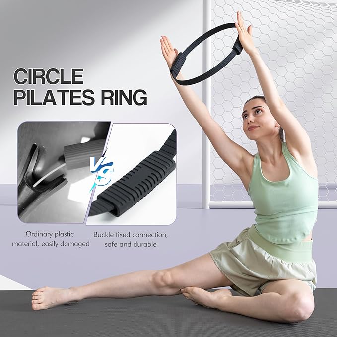 Pilates Ring Set for Women, Pilates Ring and Ball Set with 5-Level Resistance Bands for Core Strength, Stretching, Toning & Full Body Home Workout Pilates Equipment