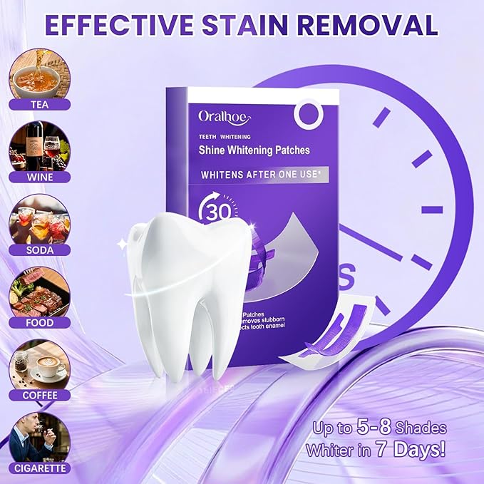 2PCS Purple Teeth Whitening Strips, Enamel Safe for Sensitive Tooth, Coffee & Smoking Deep Stain Power Removal, Residue-Free Non-Slip, Professional Treatments(14Pairs)