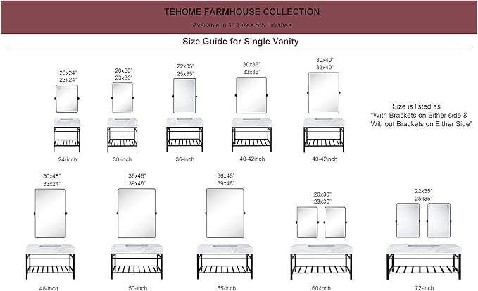 TEHOME Brush Nickel Pivot Rectangle Bathroom Vanity Mirrror Farmhouse Tiltable Rounded Metal Framed Pivoting Bathroom Mirror with Beveled Mirrror, Overall 26.91 x 35 inches (Mirrror 23 x 35 inches)