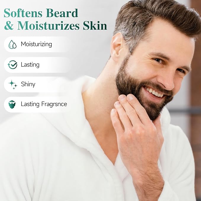 Beard Balm，2X Concentration Biotin Beard Balm for Men (2 oz) - Natural Mens Beard Oil with Castor Oil，Argan Oil, Jojoba Oil and Vitamin,Thickening for Beard，Beard Growth Softener (Cedarwood)