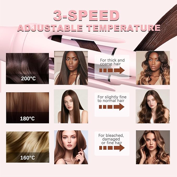 Automatic Curling Iron Rotating – 3-in-1 Self Curling Hair Curler with 3 Barrel Sizes for Loose Waves to Tight Curls, Negative Ion Ceramic, Anti-Tangle & Fast Heating, Safe Styling for All Hair Types
