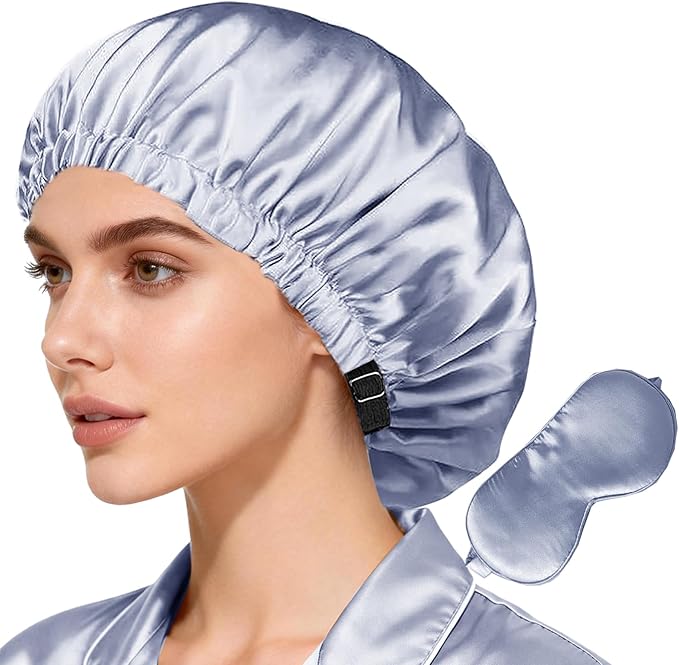 2Pcs Hair Bonnets For Sleeping Satin Bonnet Silk Bonnets For Women Silky Night Caps Womens Curly Hair Sleep Cap
