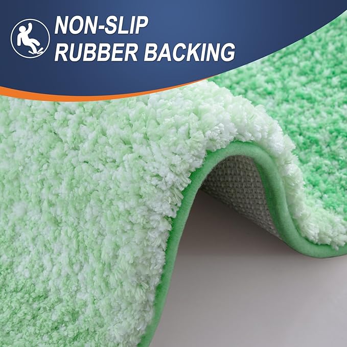 OLANLY Bathroom Rugs Mat 36x24, Extra Soft Absorbent Microfiber Bath Rugs, Rubber Backing, Quick Dry, Machine Washable Bath Mats for Bathroom Floor, Tub and Shower, Home Decor Accessories, Green